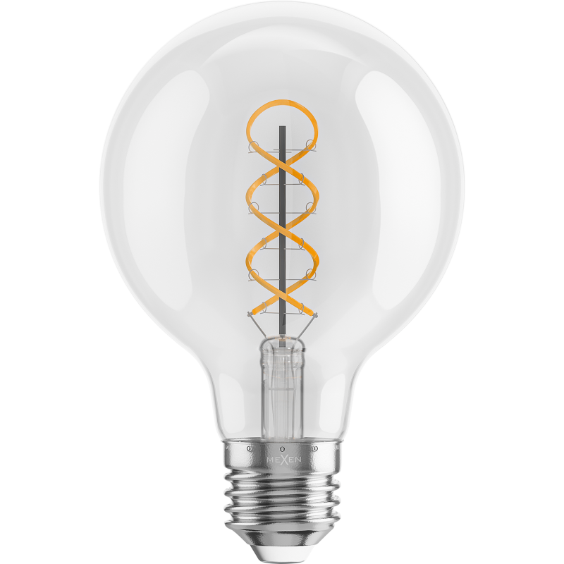 Mexen Vintis Bec LED filament spirală E27, G80, 4W, Caldă - 2700K, 420 lm, clar - L165-E27-0427-00