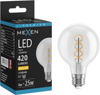 Mexen Vintis LED spirál filament izzó E27, G80, 4W, Meleg - 2700K, 420 lm, tiszta - L165-E27-0427-00