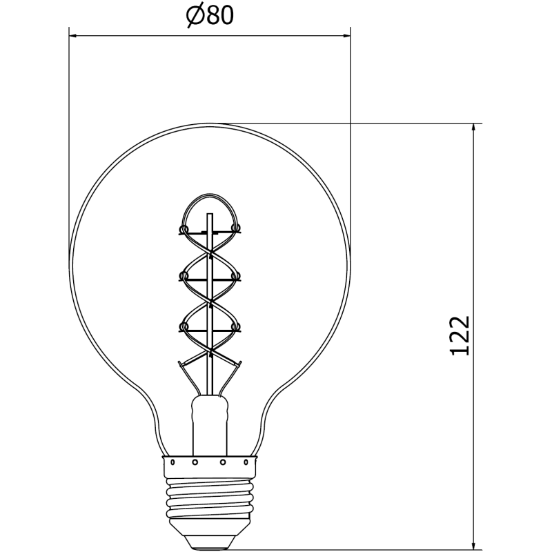 Mexen Vintis Bec cu filament spirală LED E27, G80, 4W, Caldă - 2700K, 360 lm, chihlimbar - L165-E27-0427-50