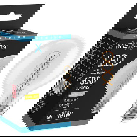 Mexen Vintis LED filament spirálizzó E27, G80, 6W, Meleg - 2700K, 630 lm, átlátszó - L165-E27-0627-00