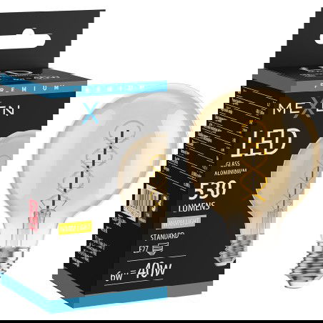 Mexen Vintis LED filament spirál izzó E27, G80, 6W, Meleg - 2700K, 530 lm, borostyánszín - L165-E27-0627-50