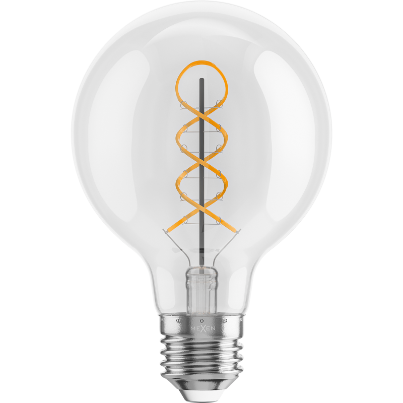 Mexen Vintis LED filament spirál izzó E27, G80, 8W, Meleg - 2700K, 750 lm, átlátszó - L165-E27-0827-00