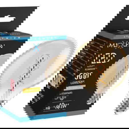 Mexen Vintis LED spirál filament izzó E27, G95, 8W, Meleg - 2200K, 600 lm, borostyán - L167-E27-0822-50