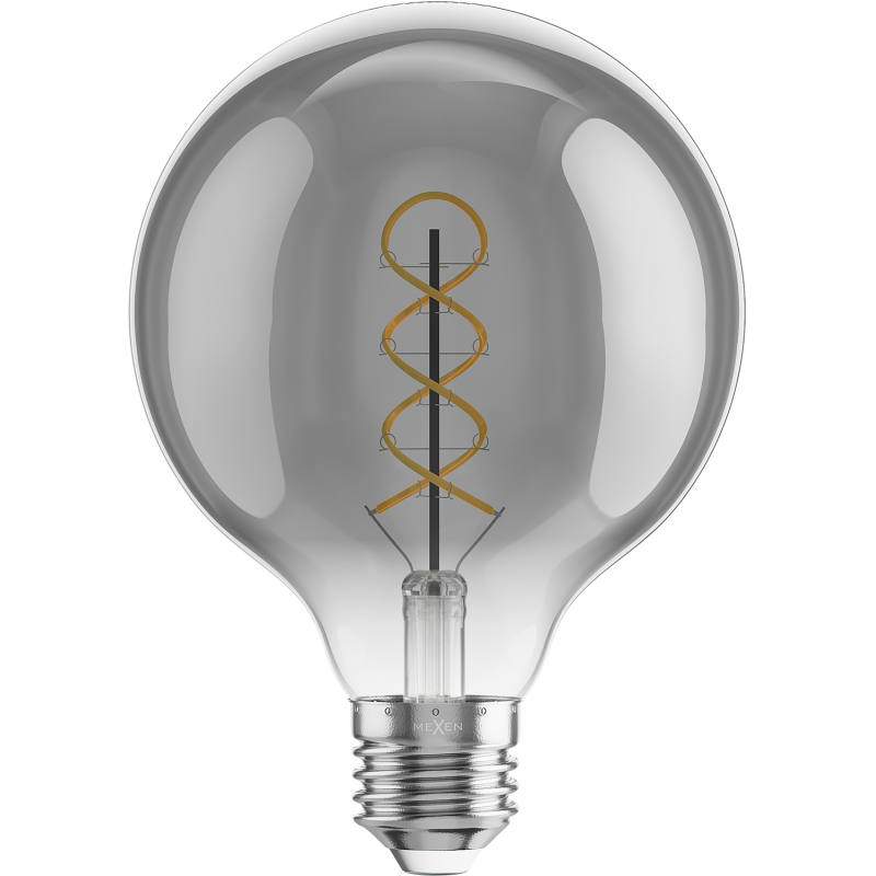 Mexen Vintis LED E27 filament spirál izzó, G95, 6W, Meleg - 2700K, 510 lm, füstszínű - L167-E27-0627-70