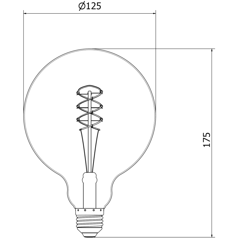 Mexen Vintis LED filament spirál izzó E27, G125, 6W, Meleg - 2200K, 350 lm, füstszínű - L168-E27-0622-70