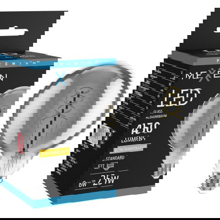 Mexen Vintis Filament spirál LED égő E27, G125, 8W, Meleg - 2200K, 450 lm, füstös - L168-E27-0822-70