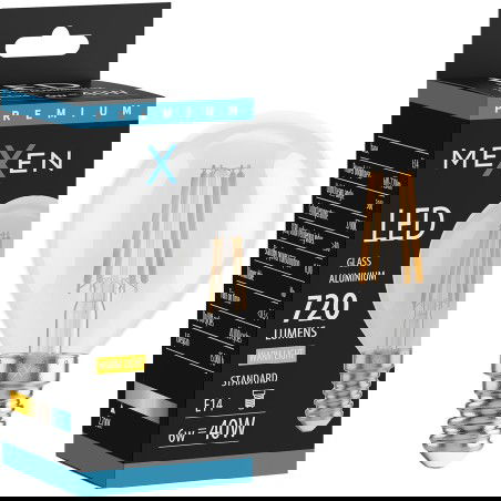 Mexen Vintis LED filament izzó E14, G45, 6W, Meleg - 2700K, 720 lm, átlátszó - L156-E14-0627-00