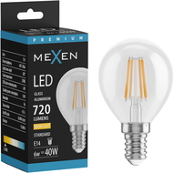 Mexen Vintis LED filament izzó E14, G45, 6W, Meleg - 2700K, 720 lm, átlátszó - L156-E14-0627-00