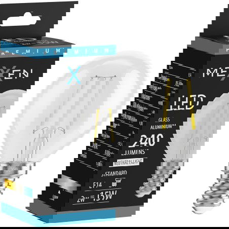 Mexen Vintis LED filament izzó E14, G45, 2W, Semleges - 4000K, 240 lm, tiszta - L156-E14-0240-00