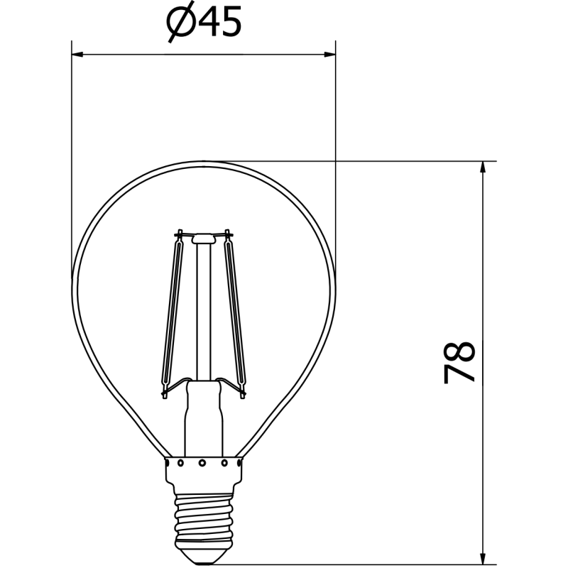 Mexen Vintis Bec cu filament LED E14, G45, 2W, Neutru - 4000K, 240 lm, clar - L156-E14-0240-00