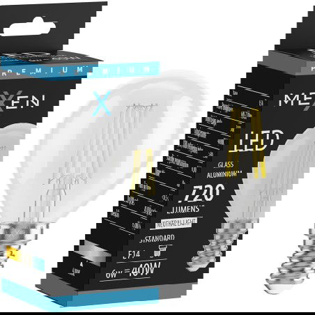 Mexen Vintis LED filament izzó E14, G45, 6W, Semleges - 4000K, 720 lm, átlátszó - L156-E14-0640-00
