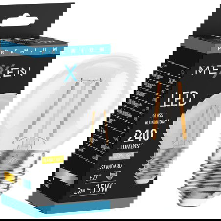 Mexen Vintis LED filament égő E27, G45, 2W, Meleg - 2700K, 240 lm, átlátszó - L156-E14-0227-00 - L156-E27-0227-00