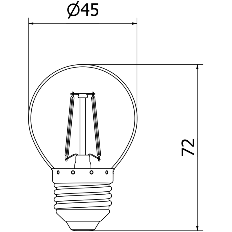 Mexen Vintis LED filament égő E27, G45, 2W, Meleg - 2700K, 240 lm, átlátszó - L156-E14-0227-00 - L156-E27-0227-00