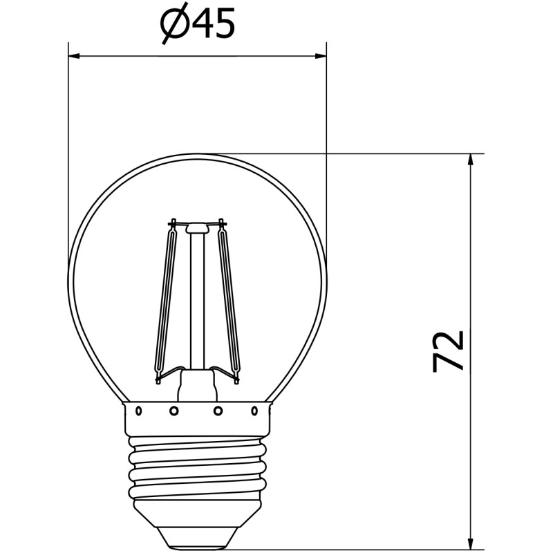 Mexen Vintis Bec LED filament E27, G45, 2W, Neutru - 4000K, 240 lm, clar - L156-E27-0227-00 - L156-E27-0240-00