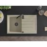 Mexen Bruno 1-medencés gránit mosogató csepegtetővel 795 x 495 mm, bézs, fekete szifon - 6513791010-69-B