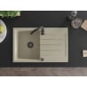 Mexen Bruno chiuvetă din granit cu 1 compartiment cu picurător 795 x 495 mm, Bej, sifon Neagră - 6513791010-69-B
