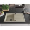 Mexen Bruno chiuvetă din granit cu 1 compartiment cu picurător 795 x 495 mm, Bej, sifon Neagră - 6513791010-69-B
