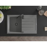 Mexen Bruno chiuvetă de granit cu 1 cuvă și scurgător 795 x 495 mm, gri, sifon negru - 6513791010-71-B