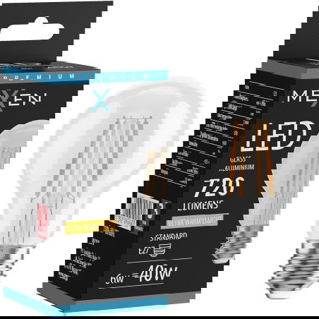 Mexen Vintis LED filament izzó E27, A60, 6W, Meleg - 2200K, 720 lm, tiszta - L150-E27-0622-00