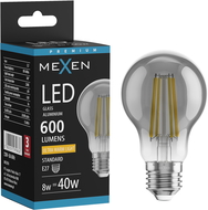 Mexen Vintis Bec LED filament E27, A60, 8W, Calda - 2200K, 600 lm, fumurie - L150-E27-0822-70