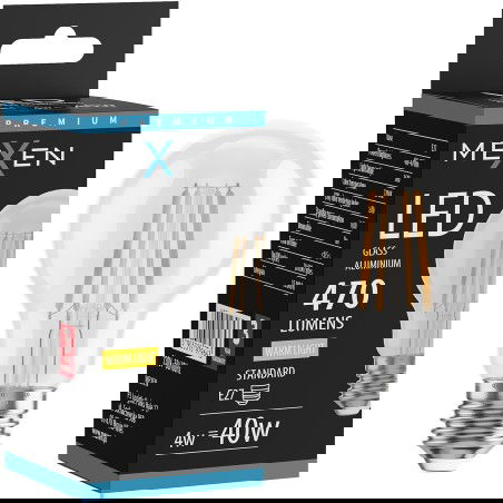 Mexen Vintis Filament LED izzó E27, A60, 4W, Meleg - 2700K, 470 lm, átlátszó - L150-E27-0427-00