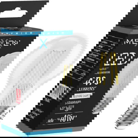 Mexen Vintis Bec LED filament E27, A60, 4W, Neutru - 4000K, 470 lm, transparent - L150-E27-0440-00