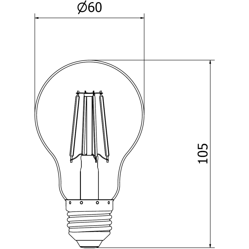 Mexen Vintis LED filament izzó E27, A60, 6W, Hideg - 6500K, 720 lm, átlátszó - L150-E27-0665-00