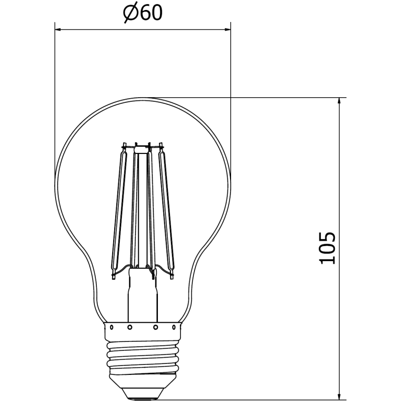 Mexen Vintis LED filament izzó E27, A60, 8W, Hideg - 6500K, 1055 lm, átlátszó - L150-E27-0865-00