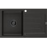 Mexen Bruno chiuvetă granitică cu 1 cuvă și scurgător 795 x 495 mm, negru/auriu metalizat, sifon negru - 6513791010-75-B