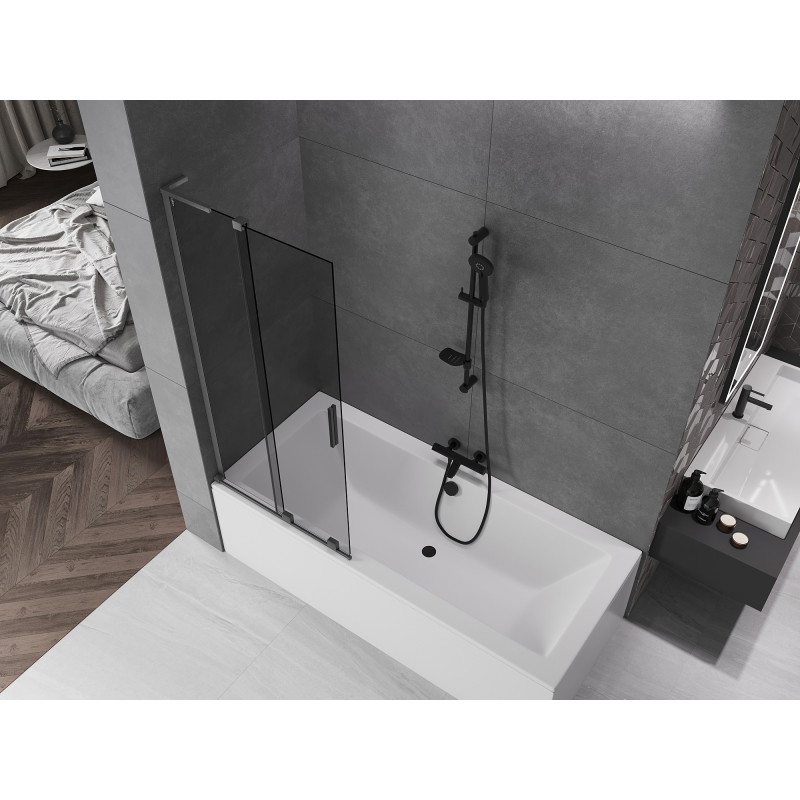 Mexen Velar L 2-szárnyú, toló zuhanykabin 80 x 150 cm, grafit, gun gray kefe - 896-080-003-41-66