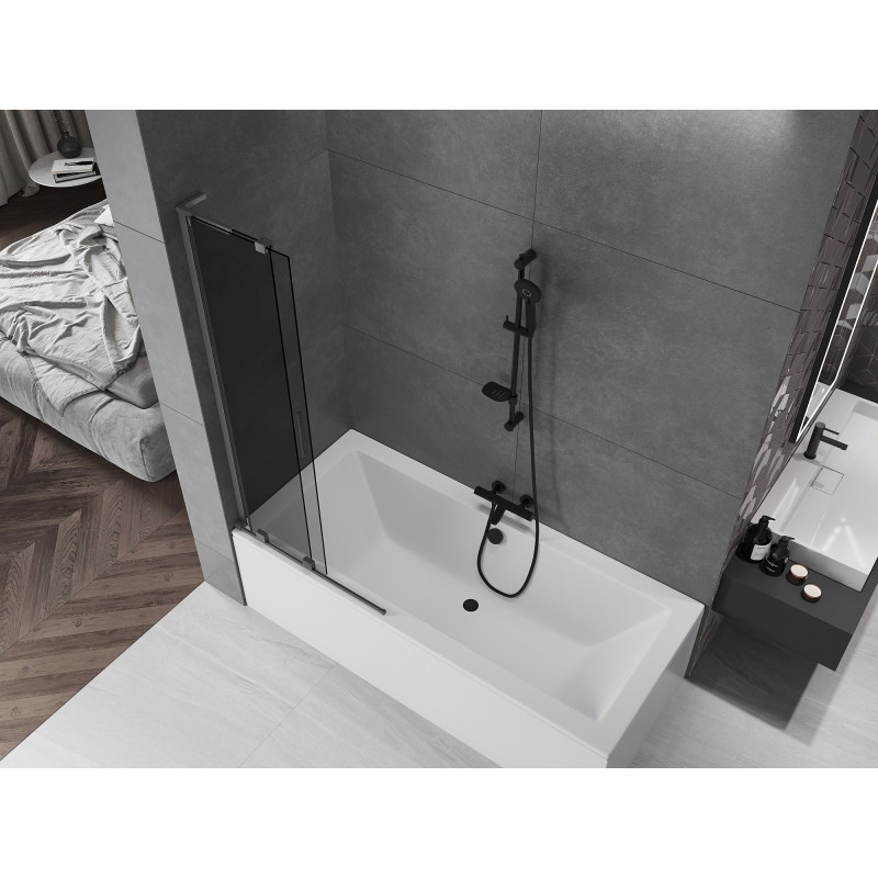 Mexen Velar L 2-szárnyú, toló zuhanykabin 80 x 150 cm, grafit, gun gray kefe - 896-080-003-41-66