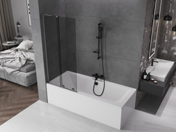 Mexen Velar L paravan de baie cu 2 canaturi glisante 80 x 150 cm, grafit, gri armat periat - 896-080-003-41-66