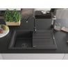 Mexen Bruno chiuvetă de bucătărie din granit cu 1 compartiment și scurgător 795 x 495 mm, negru picurat, sifon negru - 65137910?