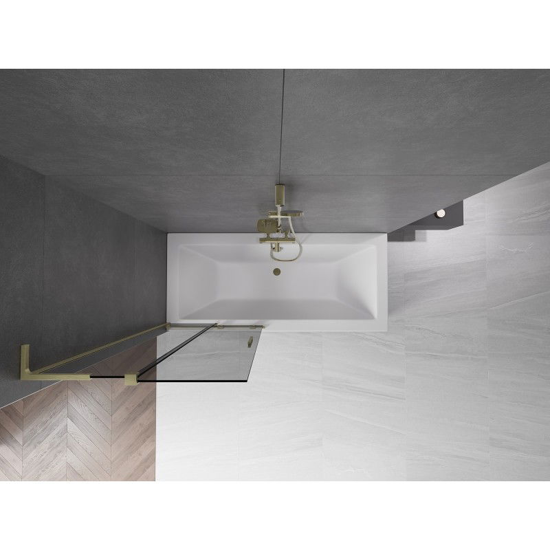 Mexen Velar L paravan cadă 2-canaturi glisant 80 x 150 cm, grafit, auriu periat - 896-080-003-41-55