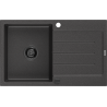 Mexen Bruno chiuvetă de bucătărie din granit cu o cuvă și scurgător 795 x 495 mm, negru închis cu pete, sifon negru