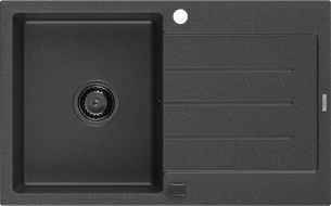 Mexen Bruno egymedencés gránit mosogató csepegtetővel 795 x 495 mm, fekete pöttyös, fekete szifon - 6513791010-76-B