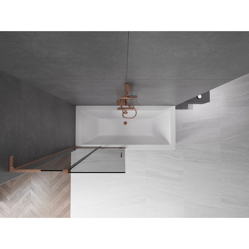 Mexen Velar L kétpaneles, 2-szárnyú toló zuhanyparaván 95 x 150 cm, grafit, kefélt réz - 896-095-003-41-65