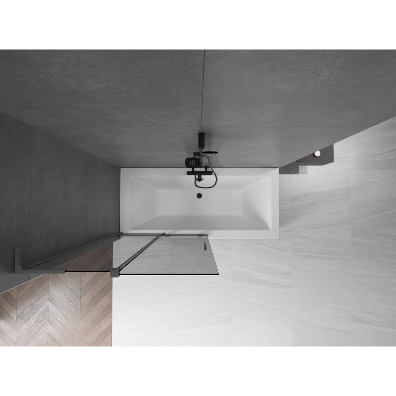 Mexen Velar L 2 szárnyas, 100 x 150 cm-es eltolható fürdőkád-paraván, grafit, pisztolyfém - 896-100-003-41-95