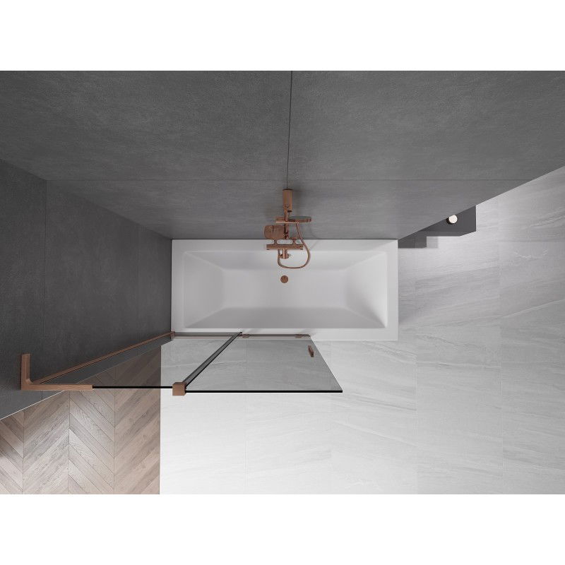 Mexen Velar L fürdőkádparaván 2-szárnyú toló 110 x 150 cm, grafit, kefeözött réz - 896-110-003-41-65