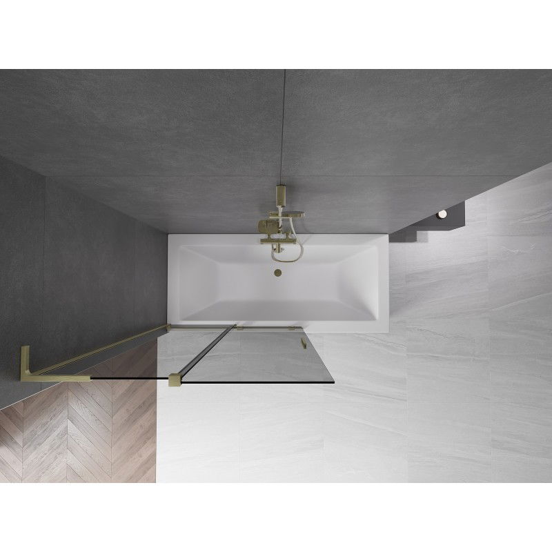 Mexen Velar L fürdőszobai paraván 2-szárnyú toló 110 x 150 cm, grafit, arany kefézett - 896-110-003-41-55