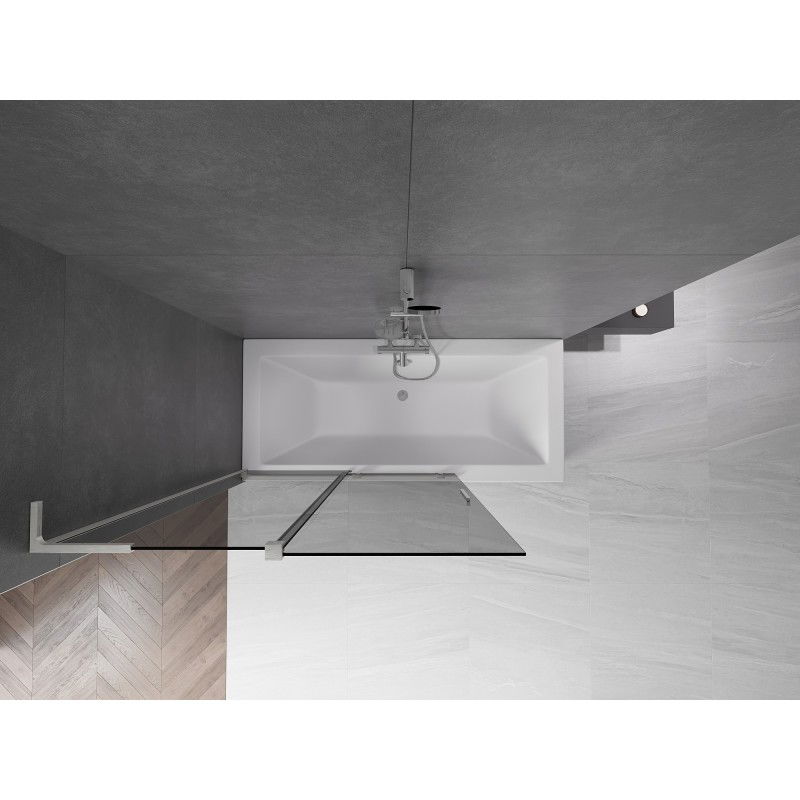 Mexen Velar L paravan cadă de baie cu 2 uși culisante 120 x 150 cm, grafit, nichel periat - 896-120-003-41-97