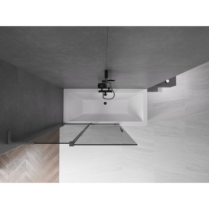 Mexen Velar L kádparaván kétszárnyas tolóajtóval 120 x 150 cm, grafit, gun metal - 896-120-003-41-95