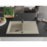 Mexen Cesar chiuvetă de granit cu 1 compartiment cu scurgător 775 x 470 mm, bej, sifon negru - 6514771010-69-B