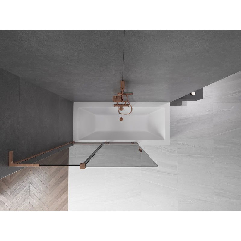 Mexen Velar L fürdőkád paraván, 2-szárnyú, toló, 120 x 150 cm, grafit, csiszolt réz - 896-120-003-41-65