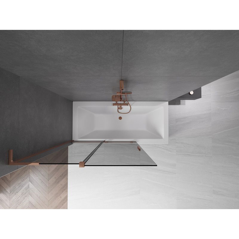 Mexen Velar L panou de cadă cu 2 uși glisante 120 x 150 cm, grafit, aur roz - 896-120-003-41-60