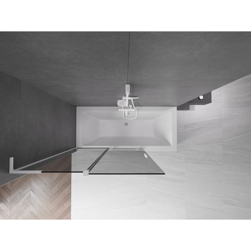 Mexen Velar L kádparaván 2-szárnyú toló 120 x 150 cm, grafit, fehér - 896-120-003-41-20