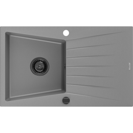 Mexen Cesar1-medencés gránit mosogató edényszárítóval 775 x 470 mm, Szürke, szifon Fekete - 6514771010-71-B