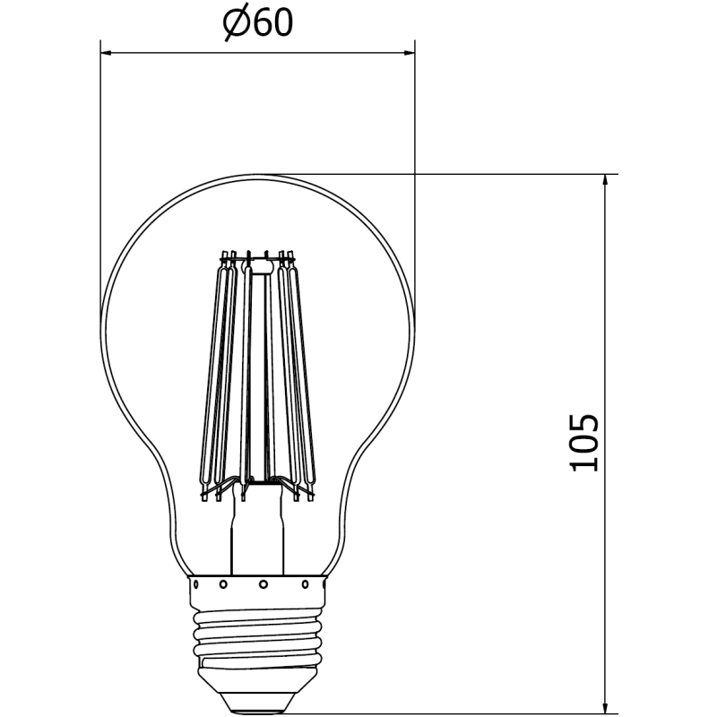 Mexen Vintis Filament LED izzó E27, A60, 12W, Meleg - 2700K, 1125 lm, borostyán - L150-E27-1227-50