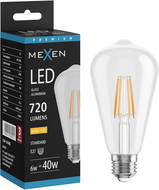 Mexen Vintis LED filamentes izzó E27, ST64, 6W, Meleg - 2700K, 720 lm, átlátszó - L152-E27-0627-00