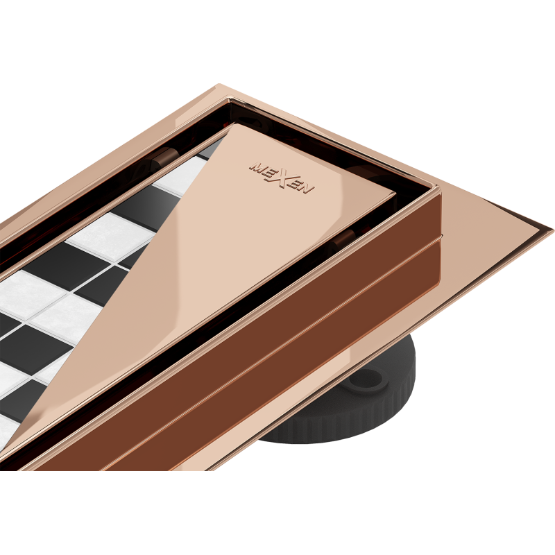 Mexen Flat M13 vonalmenti lefolyó 2 az 1-ben 90 cm, rózsaszín arany - 1610090-15